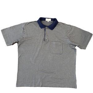 Ermenegildo Zegna Mens Polo Shirt 54 XL Navy Beige Gingham Check Luxury Designer